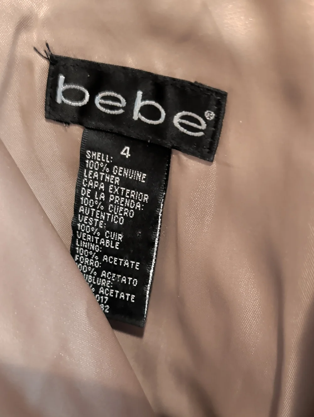 bebe Light Beige Straight Leg Leather Pants